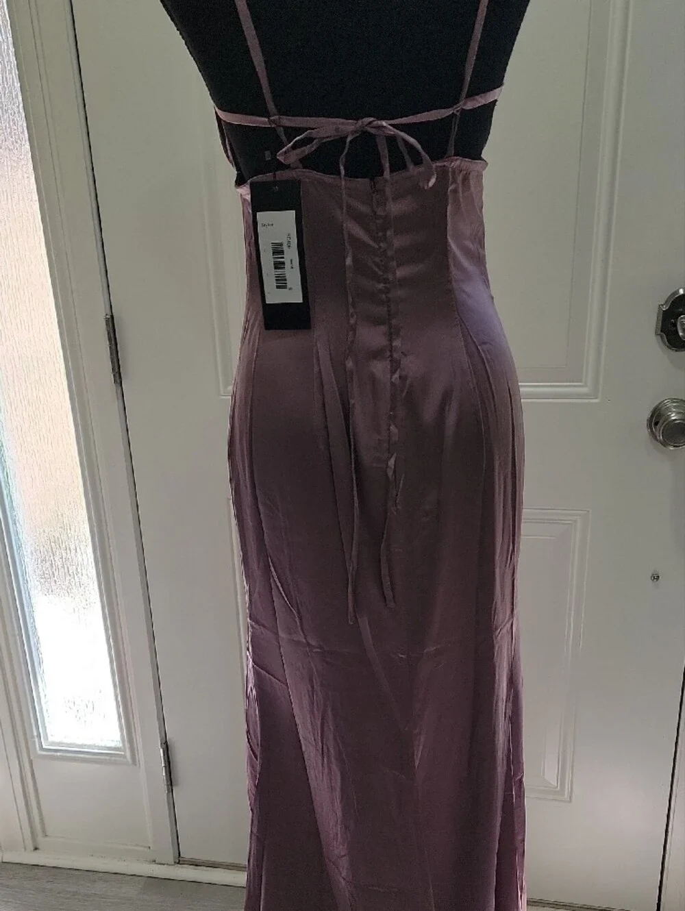 Satin Maxi Slip Dress in Dusty Rose with Front Slit
